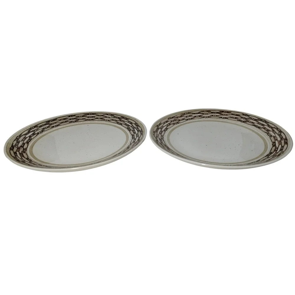 Vintage Royal China Dinner Plates Basketweave‎ Cavalier Ironstone Set of Two